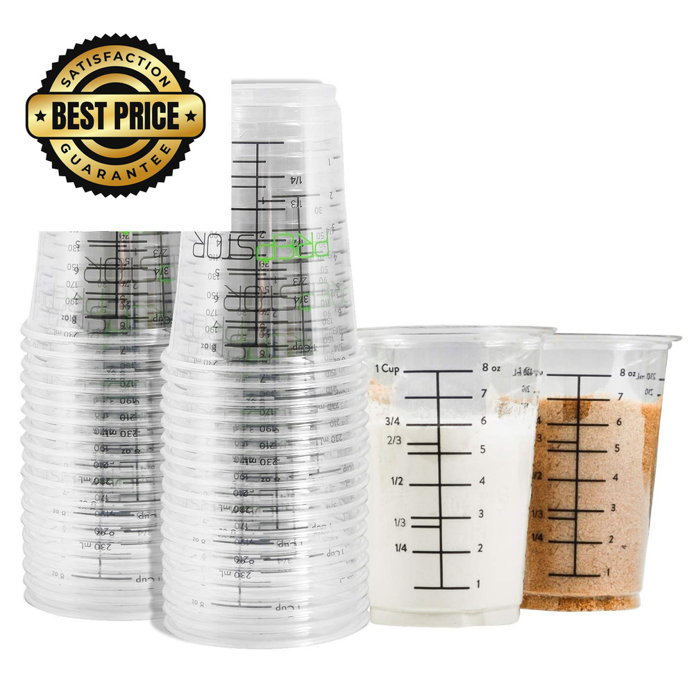 Disposable Measuring Cups 8 ounces (per cup), 20 pieces (pack size), Clear