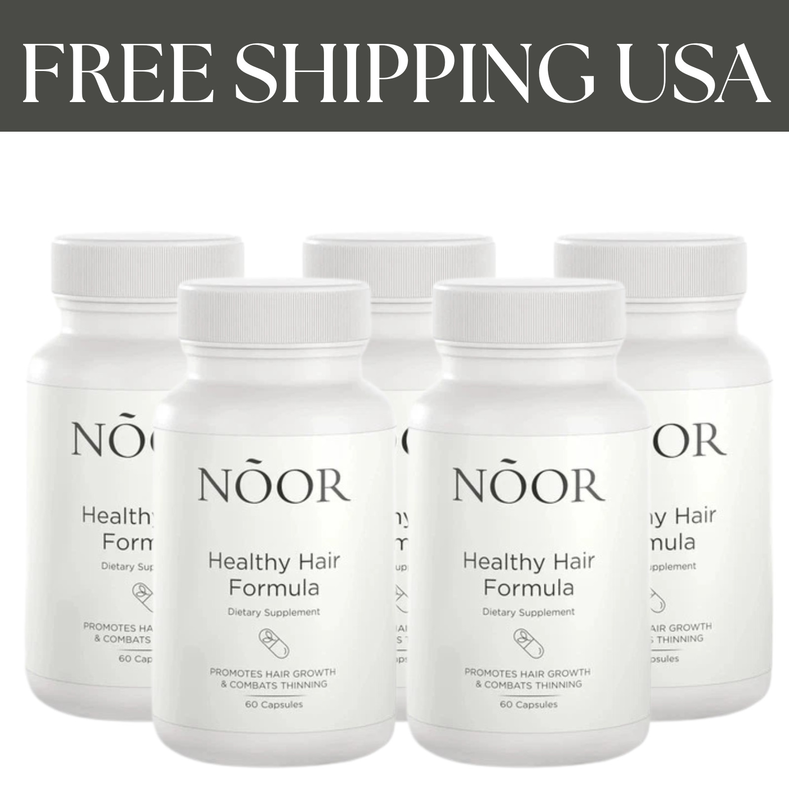 5 Pack NOOR HAIR Healthy Hair Formula,Hair Growth Suplement Supportig Thick Hair
