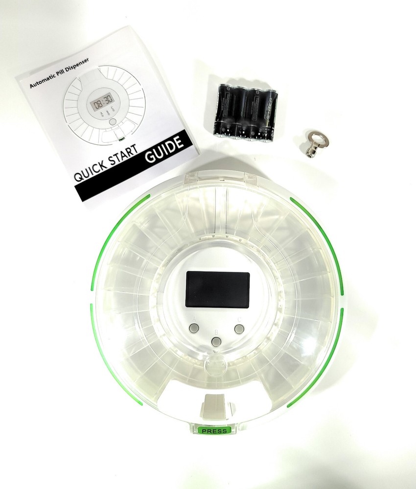 Alarming Automatic Pill Dispenser, 28 Day Organizer, Customizable, Lockable