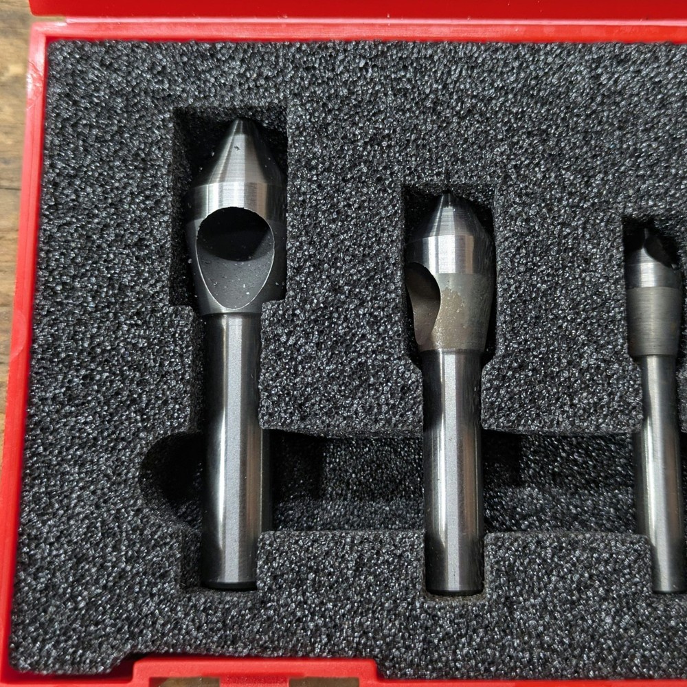 Cleveland C94588 Countersink/Deburring Tool Set, 4 Pieces 60 degrees Zero Flute