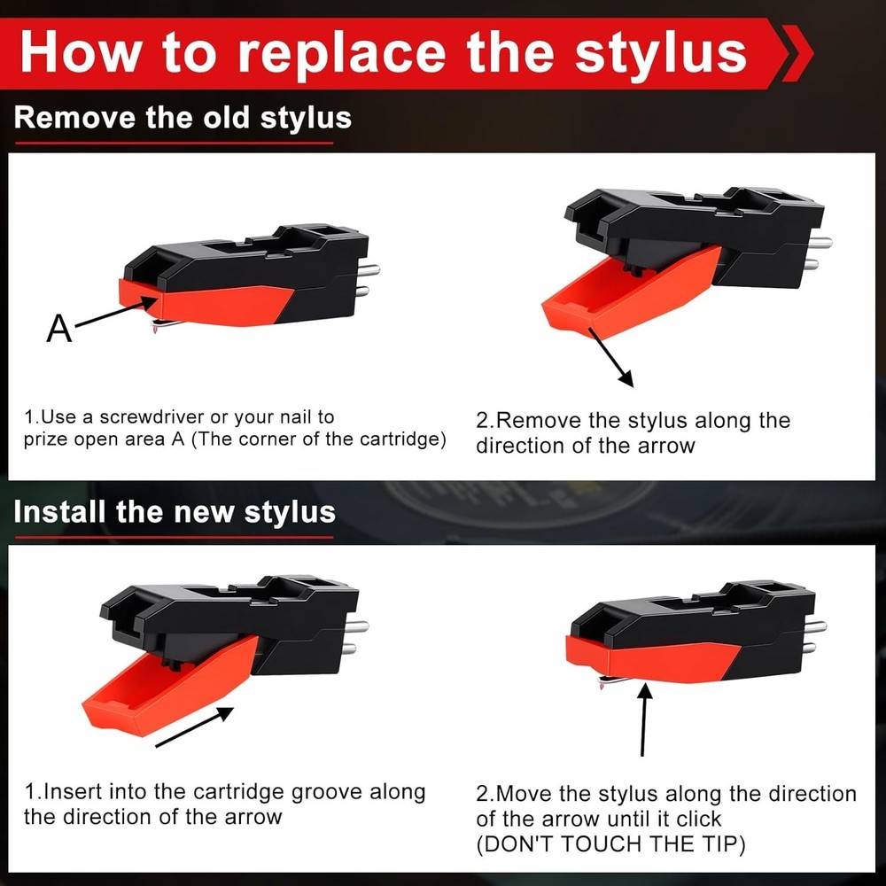 6 Pack Record Player Needle Replacement, Upgraded Vinyl Needle...