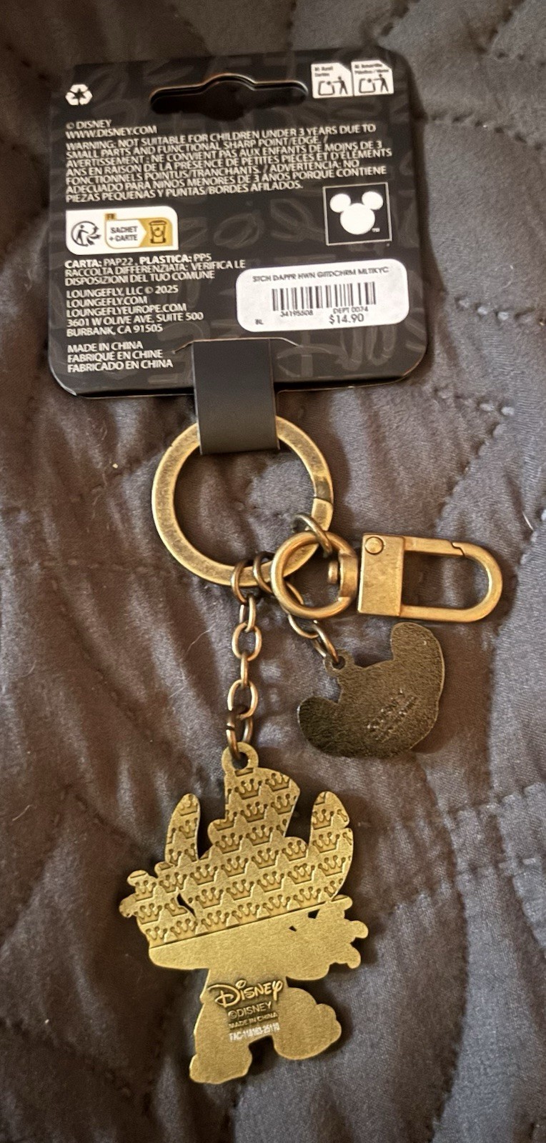 NWT Disney Loungefly Stitch Halloween Glow in the Dark Pumpkin Enamel Keychain