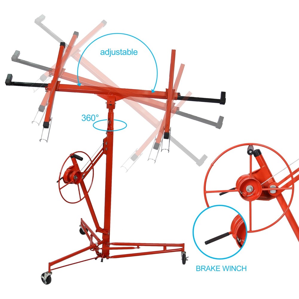 16ft Red Drywall Panel Hoist Lift Jack Rolling Lifter