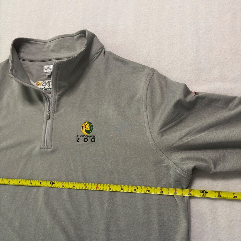 Peter Millar Mens Gray 1/4 Zip Pullover Golf Stretch Performance Logo Large
