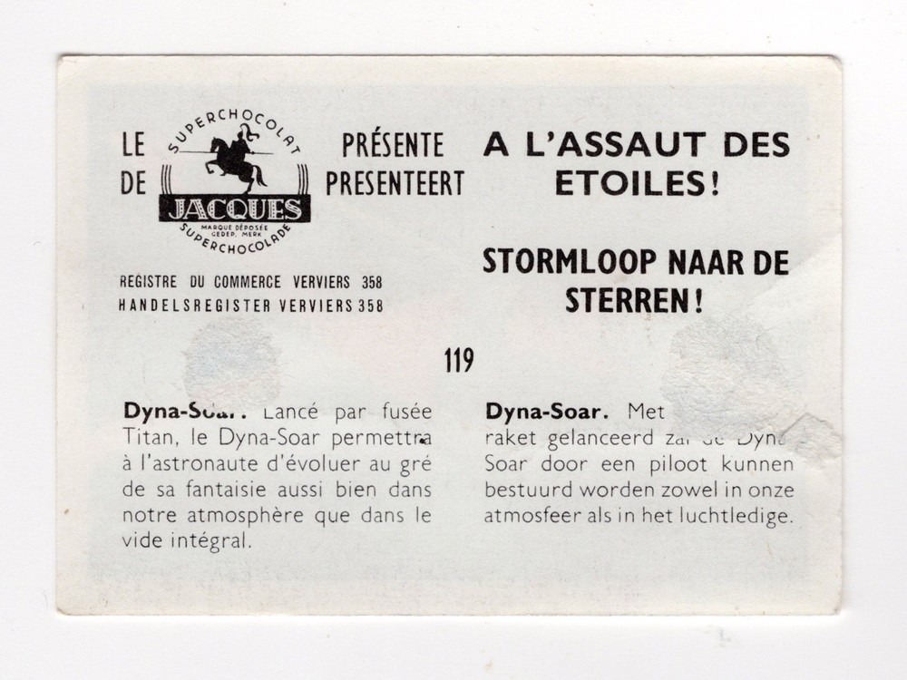 Jacques Chocolate 1950s. (Space). #119 USAF Dyna-Soar