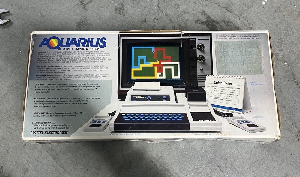 Aquarius Computer System Mattel 1983 #5931 UNTESTED Box Inserts Manual + MORE