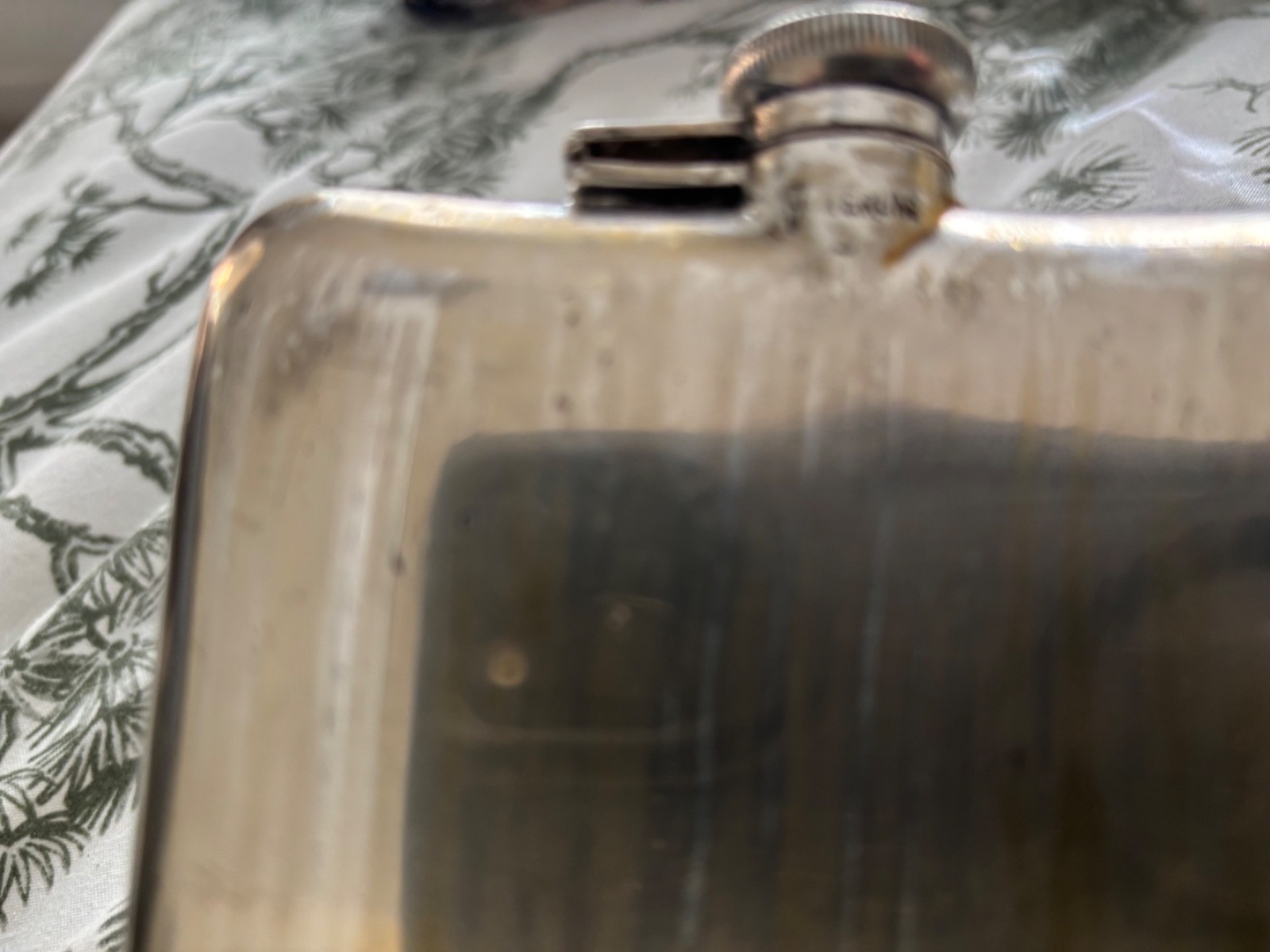 Sterling Silver Flask Black Tuxedo Stripe Design