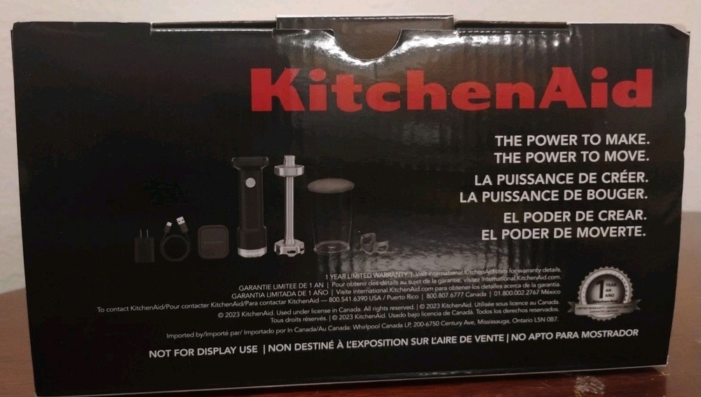 KitchenAid Go Cordless Hand Blender Matte Black KHBRV71BM with Battery. Variable