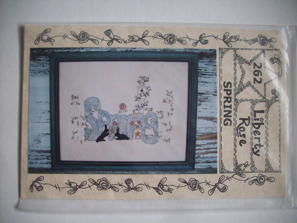 SPRING rabbits garden vine embroidery pattern Liberty Rose *D