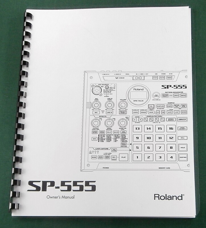 Boss SP-555 Instruction Manual: Comb Bound with Protective Covers!