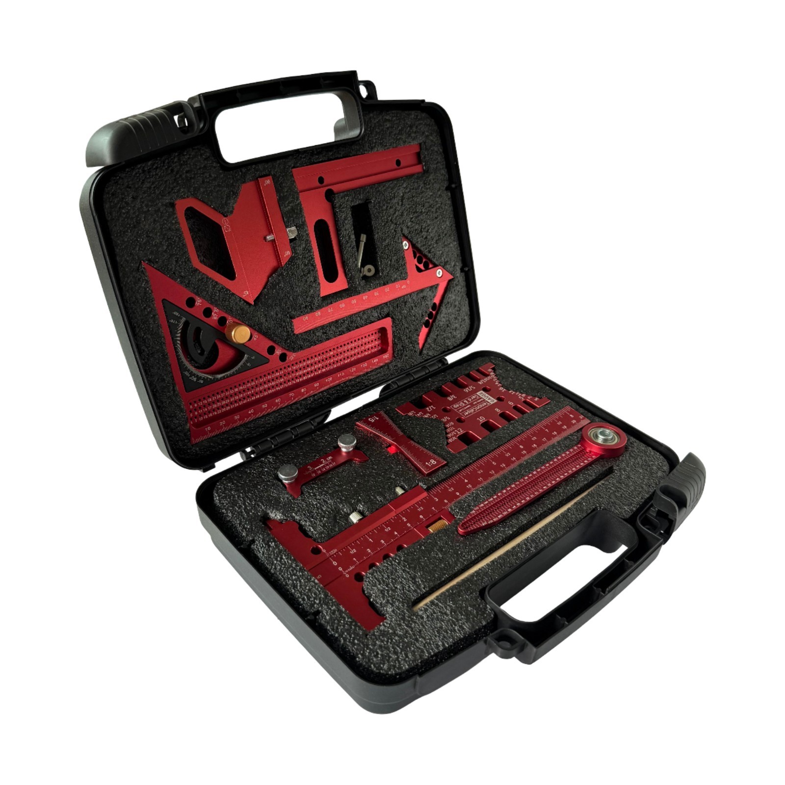 New 9PC Aluminum Woodworking Layout Tool Set Square & Angle Rulers With Center