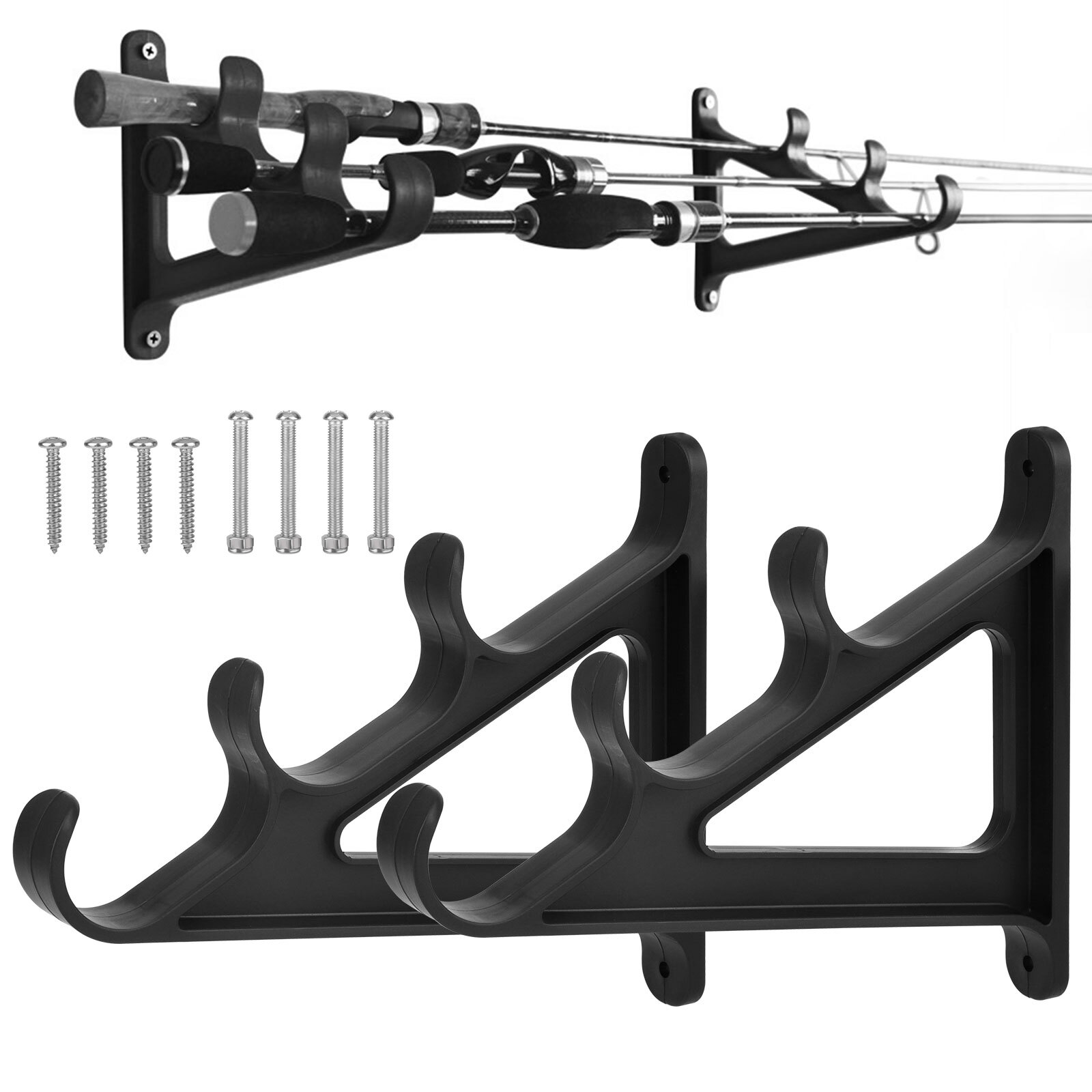 2PCS Horizontal Boat Fishing 3 Rod Rack Wall Mount Holder Portable Storage Rack