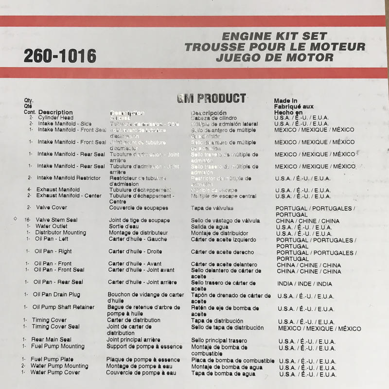Fel Pro Engine Gasket Set 260-1016; Permatorque for 1970-1976 Chevy 400 SBC