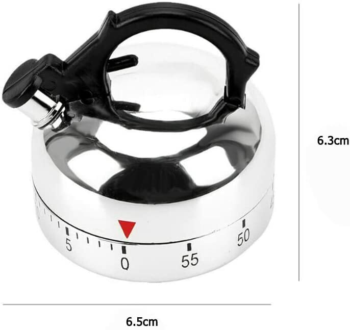 Kettle Shaped Mechanical Rotating Kitchen Timer (60 Minutes Max)