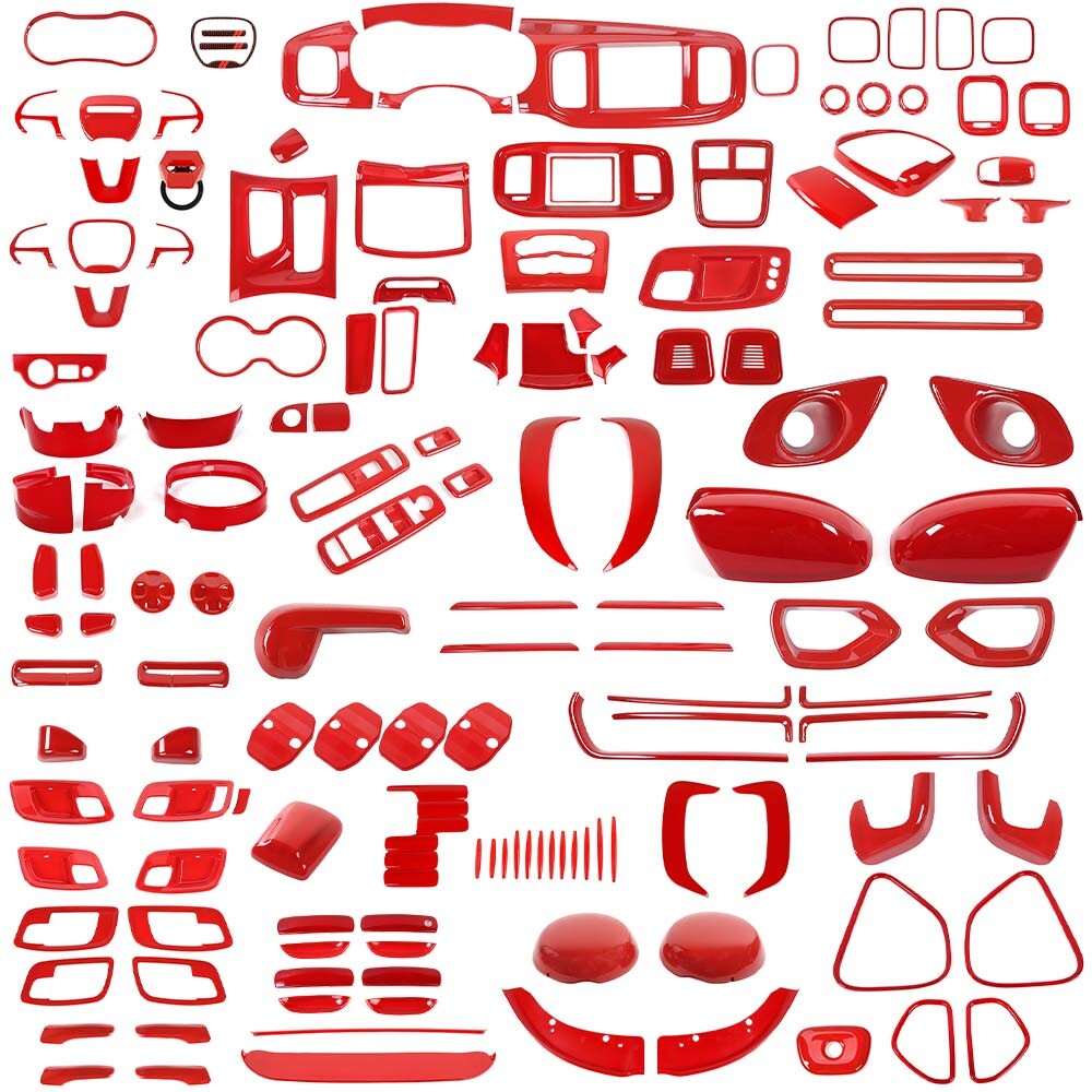 Red Central Console Interior Exterior Decor Set Cover Trim for Dodge Charger 15+