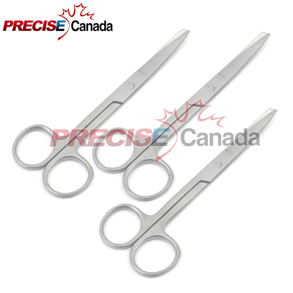 PRECISE CANADA 3 Pcs Operating Scissors Curved Sharp Blunt 4.5''