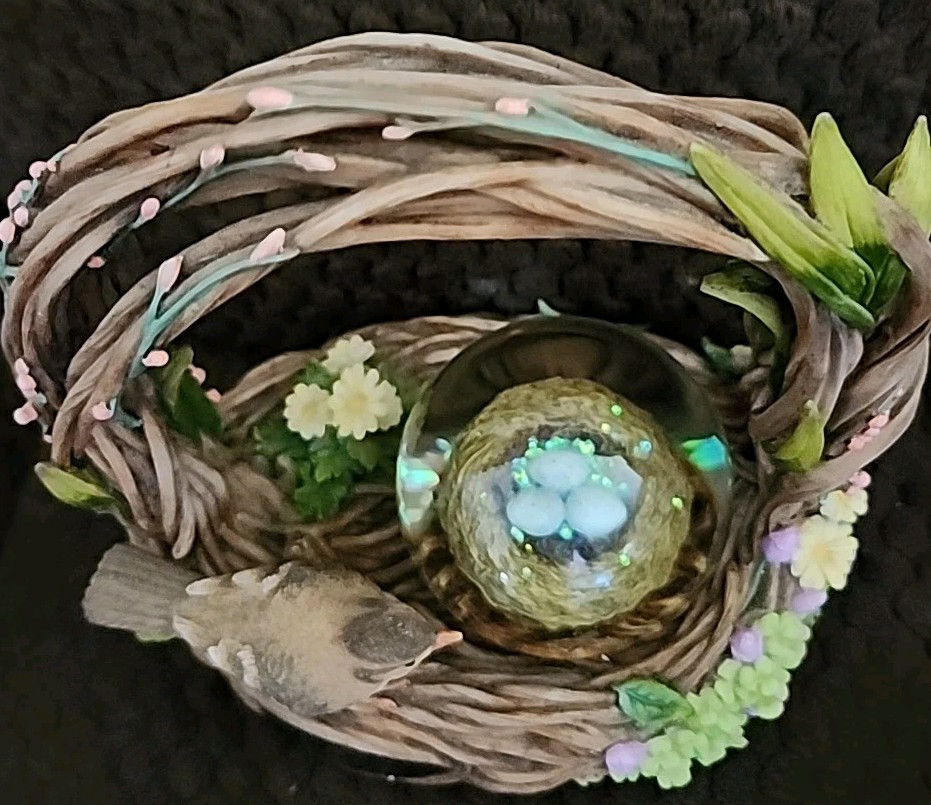 Things Remembered Musical Snow Globe Basket Easter Ceramic Engravable Heavy