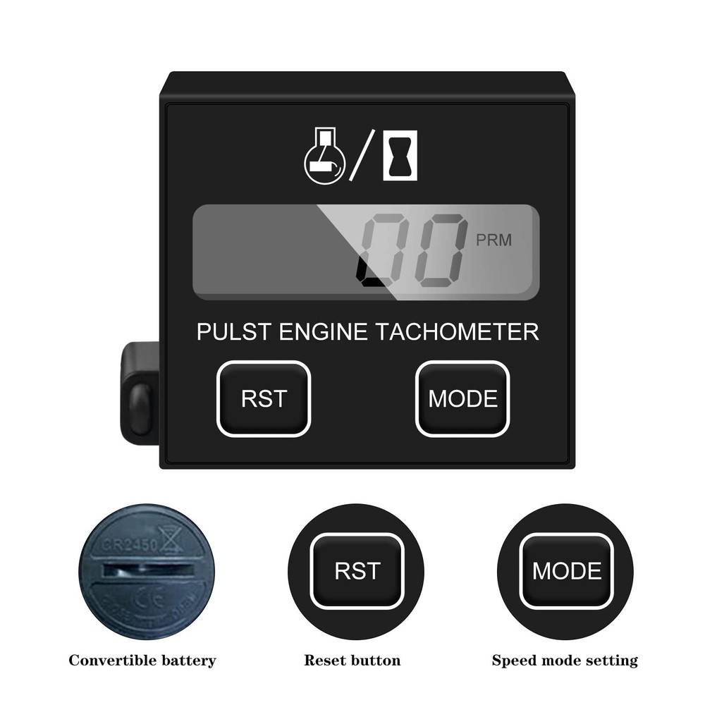 Small Digital Engine Inductive Tachometer Digital Chainsaw Replaceable Batter...
