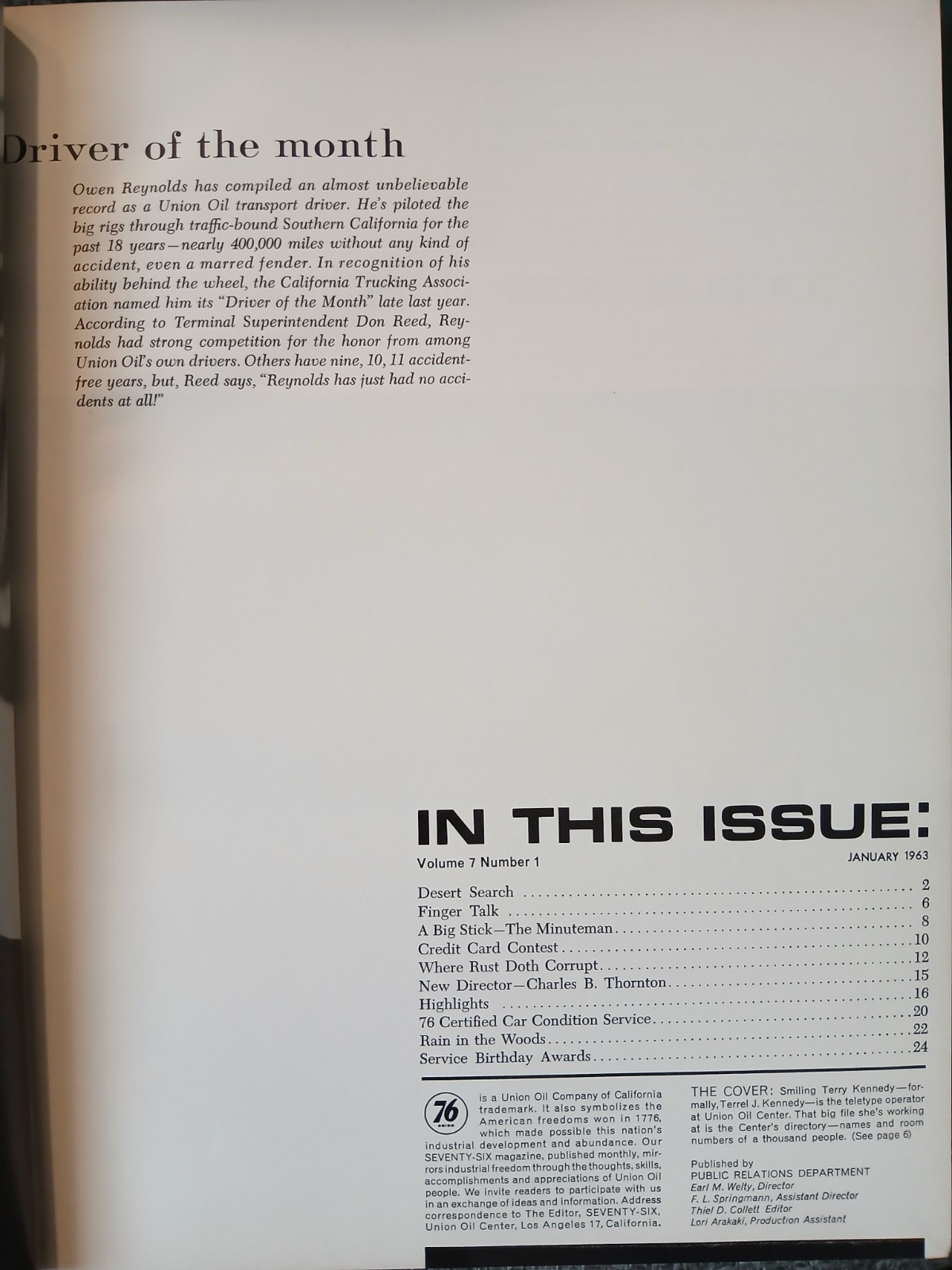 Seventy Six 76 Union Oil Company Of California January - December 1963 Magazines