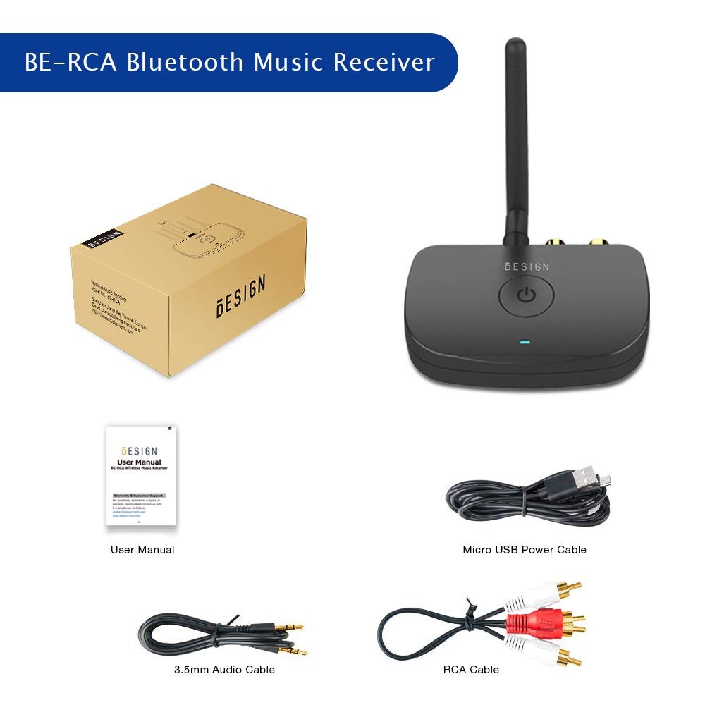 BE-RCA Long Range Bluetooth Music Receiver, Wireless Audio Adapter for Wired ...