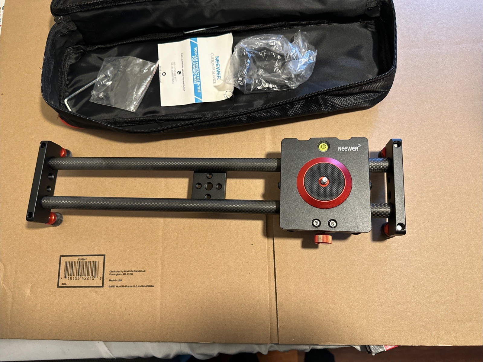 Neewer 16'' Camera Slider Carbon Fiber Dolly Rail for iPhone & Android