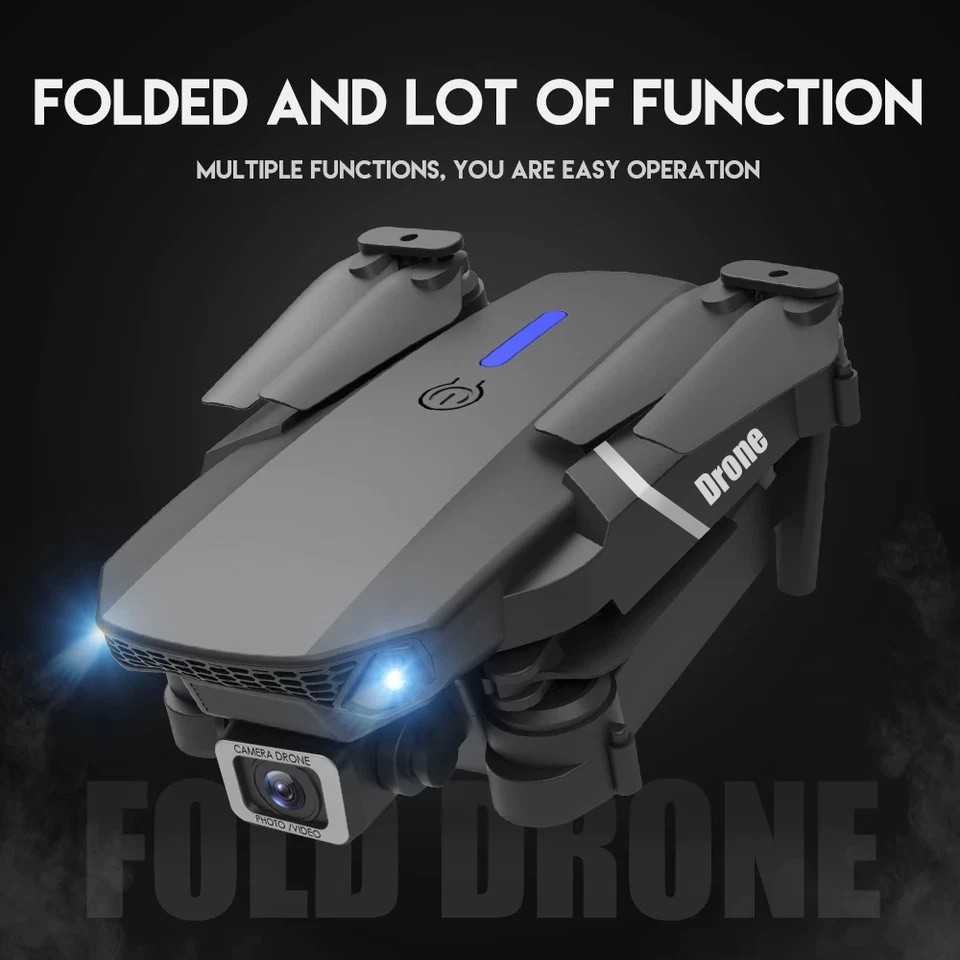 Drone 2025 4K HD Dual Camera WiFi FPV RC Foldable Quadcopter + 4 Batteries US
