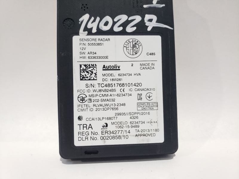 2018 2019 2020 Alfa Romeo Stelvio OEM Blind Spot Monitoring Radar 50553851