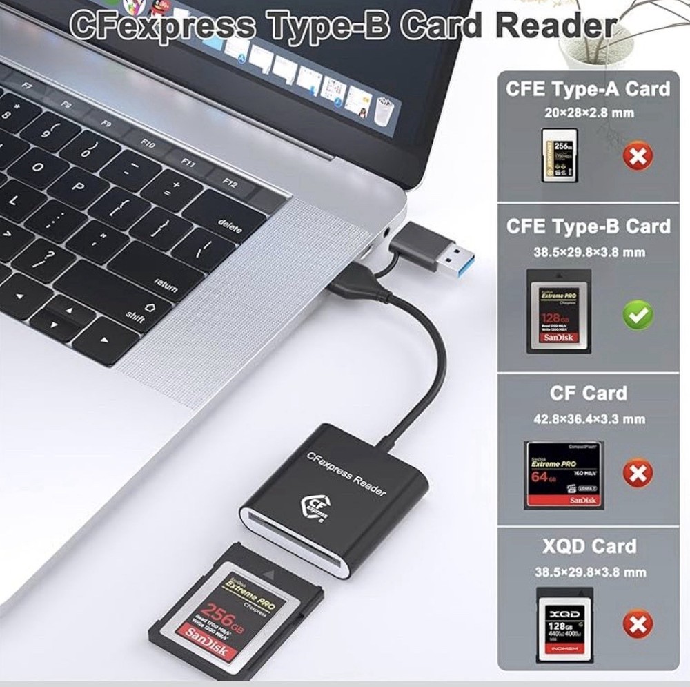 CF Express Type B Card Reader with USB 3.2 (Gen 2) 10Gbps, USB-C & USB-A