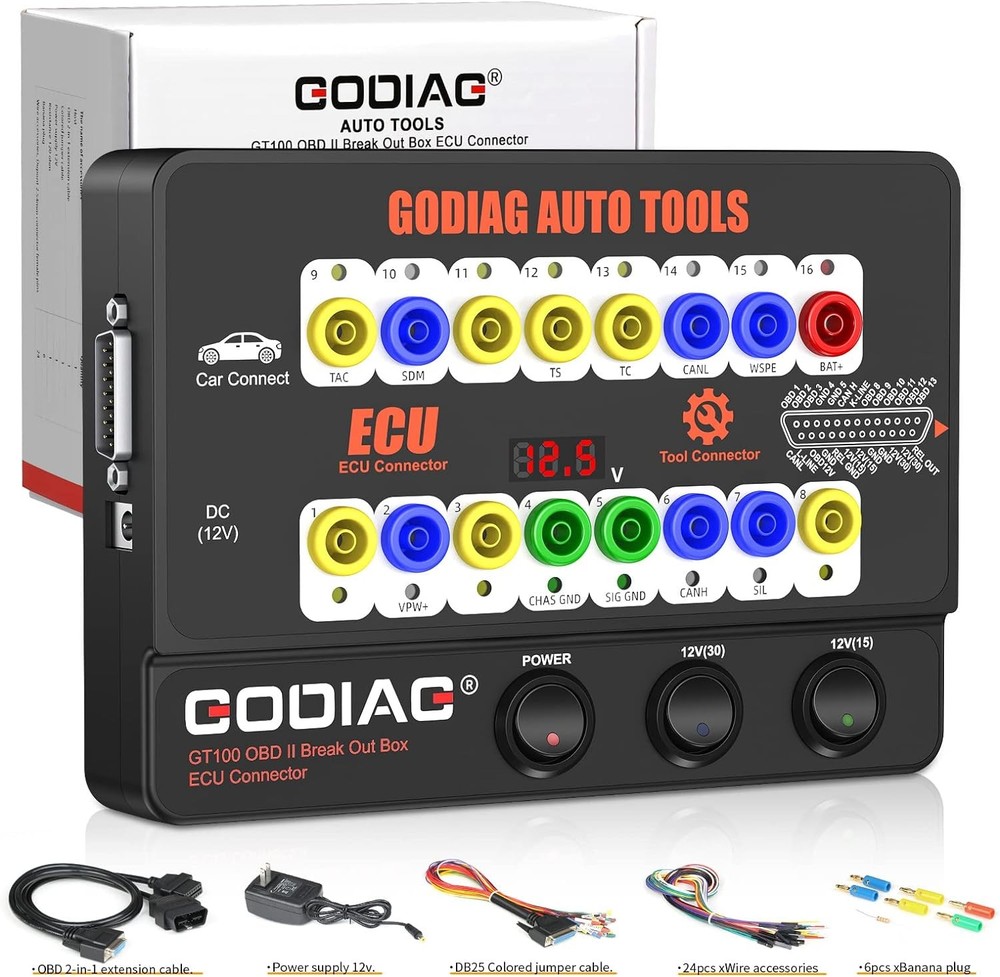 GODIAG GT100 OBDII Protocol Detector OBD2 Breakout Box E-C-U Connector