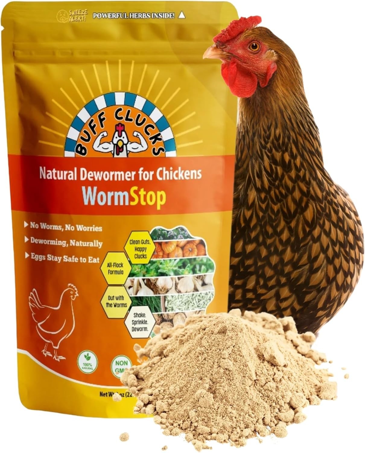 WormStop Natural Chicken Dewormer Powder – All-Natural Herbal Blend for Daily