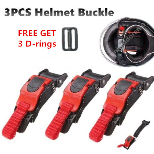 3Set Replacement Helmet Quick Release Clip Chin Strap Pull Buckle MotorcycleBike