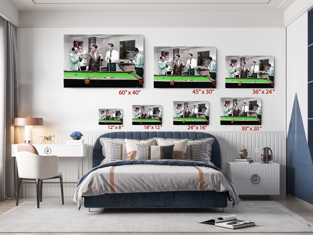 The Rat Pack Playing Pool Colorized Version - Canvas Print, Home Decor