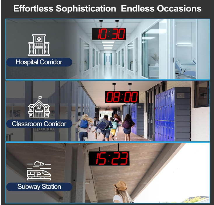 Digital Clock Large Display 19" with Remote Control,Double-Sided Clock, Suspende