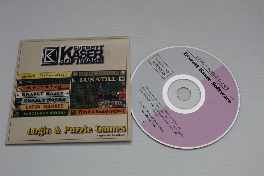 Logic & Puzzle Games Software Everett Kaser CD-ROM 2002 Shareware PC