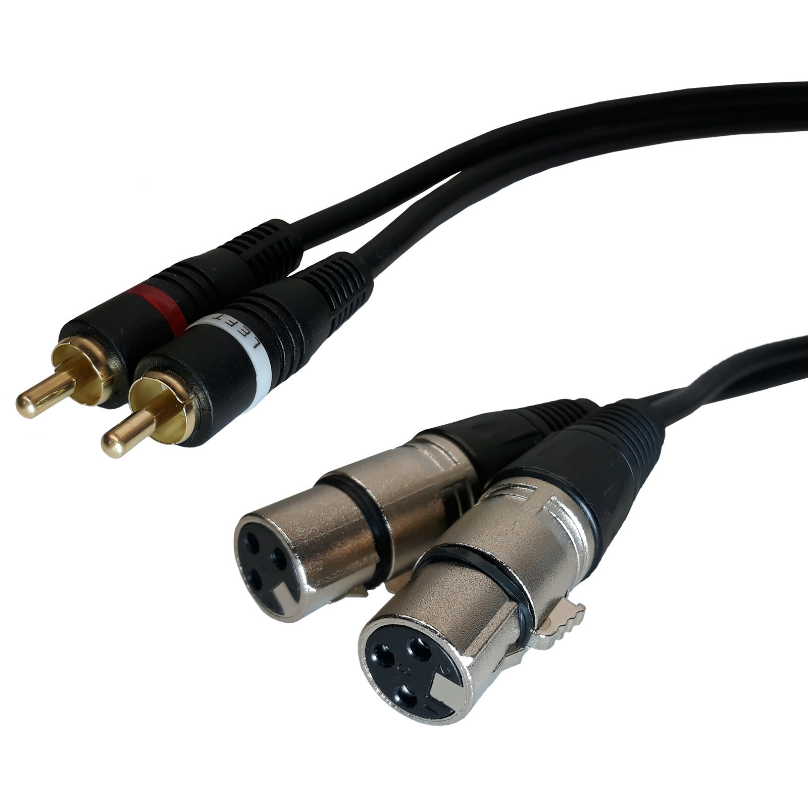 3ft - Dual XLR Female to 2-RCA Male Stereo Plug Shielded Audio Patch Cable Cord