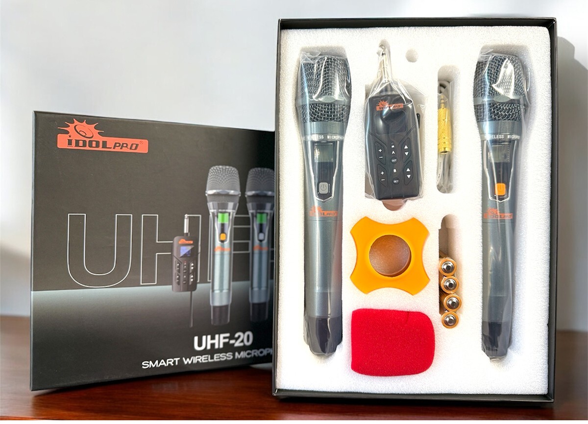 IDOLpro UHF-20 Dual Wireless Microphone Set With Rechargeable Receiver -NEW 2025
