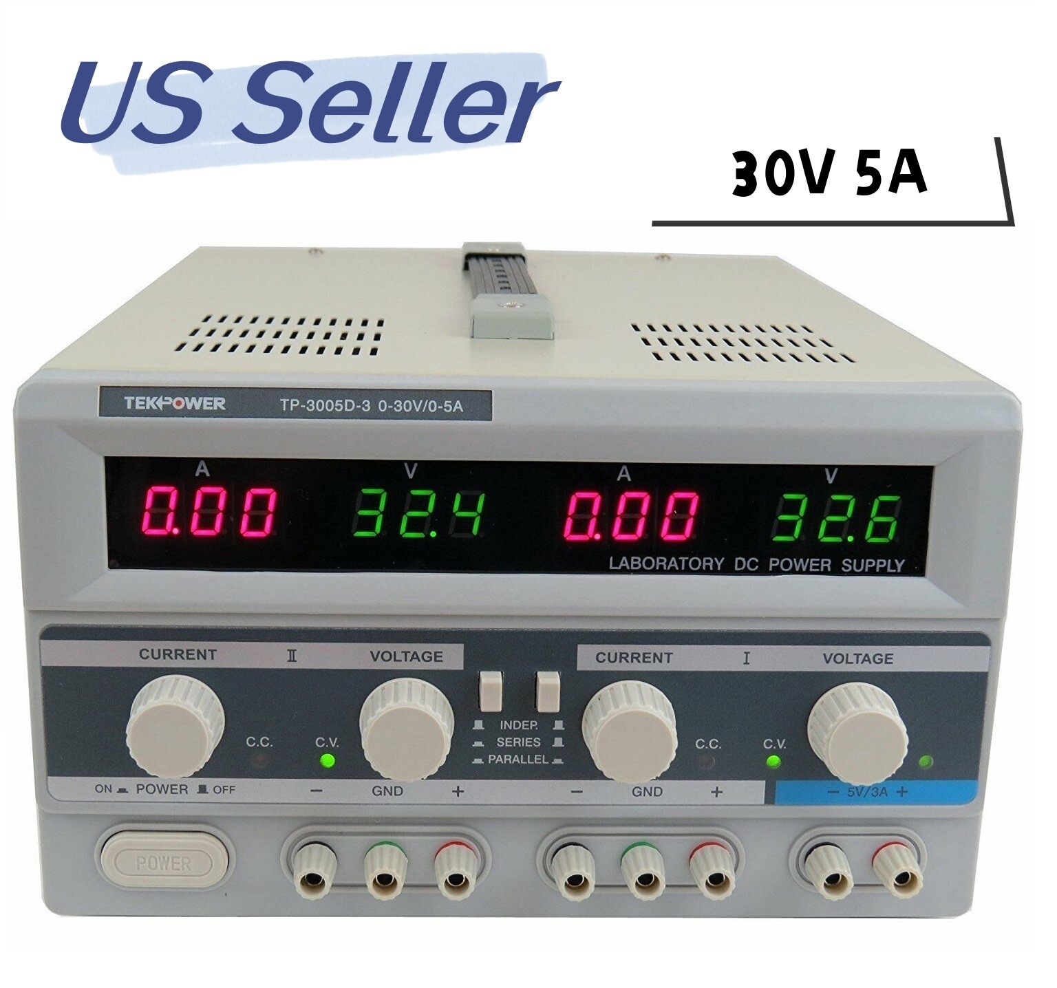 Tekpower TP-3005D-3 Triple Outputs Linear-Type DC Power Supply, 0-30 Volts 0-5 A