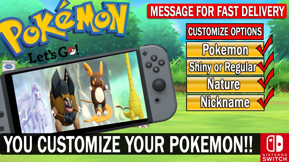 Pokemon Let's Go -  3 Customized Pokemon Bundle - Shiny, Nature, Nickname!!