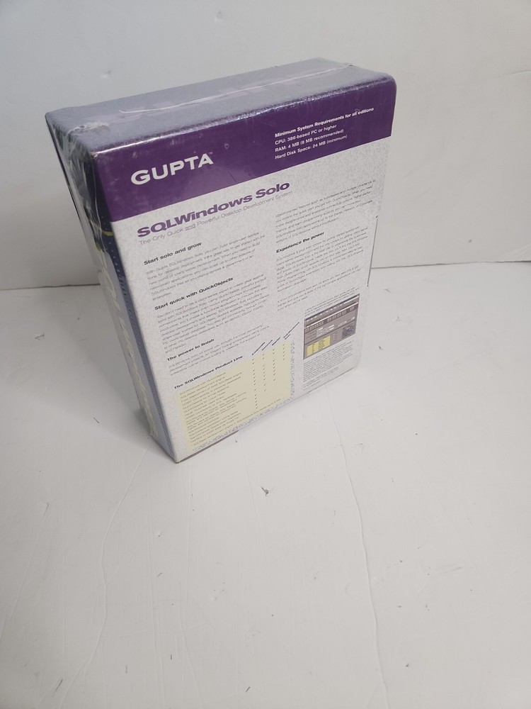Gupta SQLWindows Solo Desktop Development System Sealed Box Windows 1994