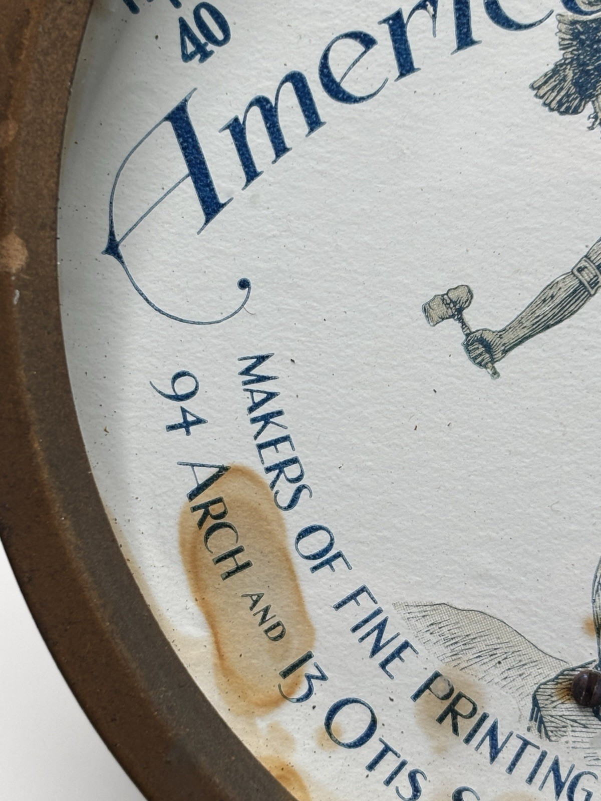 Antique Original RARE American Engraving Thermometer Trade Sign Indian Eagle MA