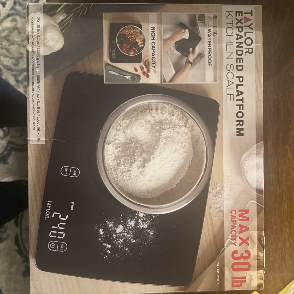 Taylor High-Quality Expanded Platform Digital Kitchen Scale –30lb Max Waterproof