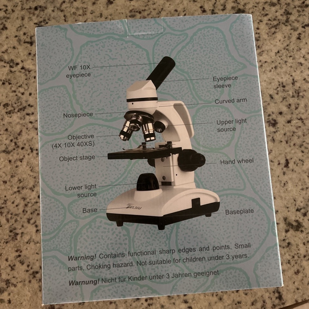 Telmu Biological Microscope XSP-75 White Black Dual Illumination Handheld