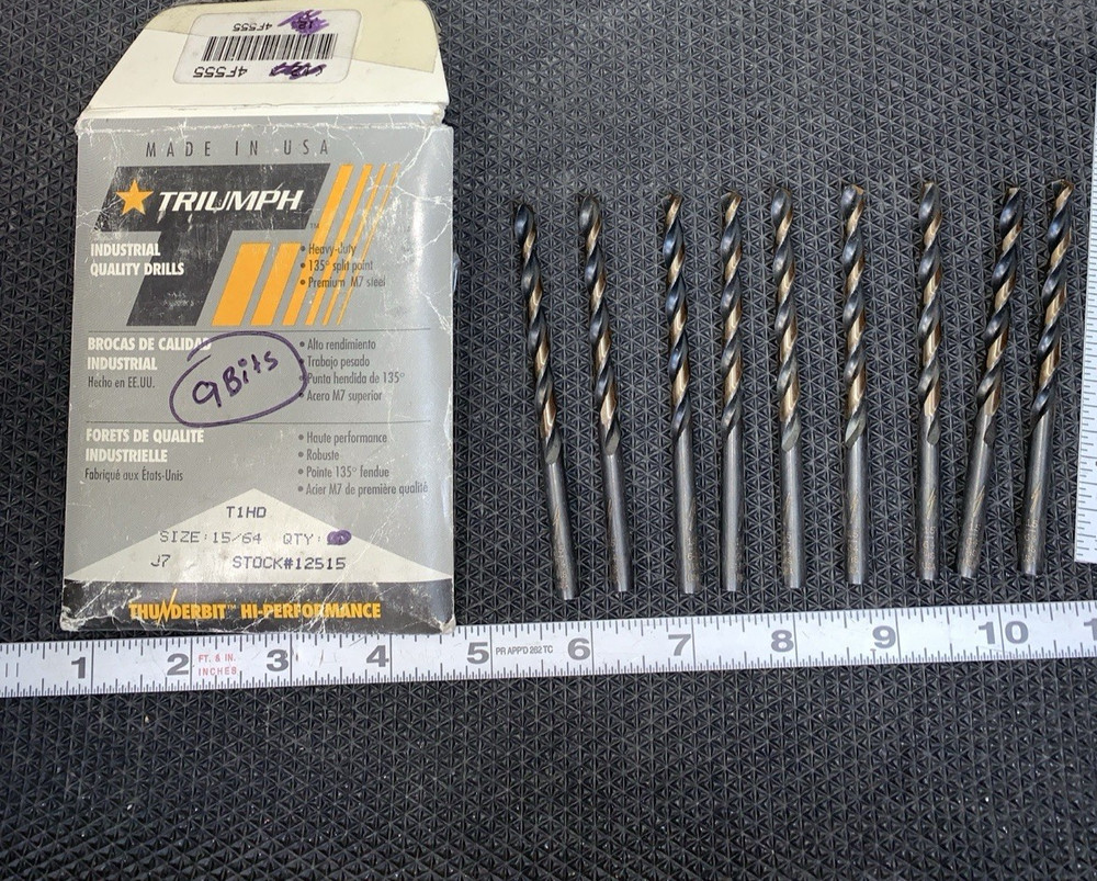 15/64"  jobber drill bits  135point M7  9-pack   Drill Bits Triumph 4F555