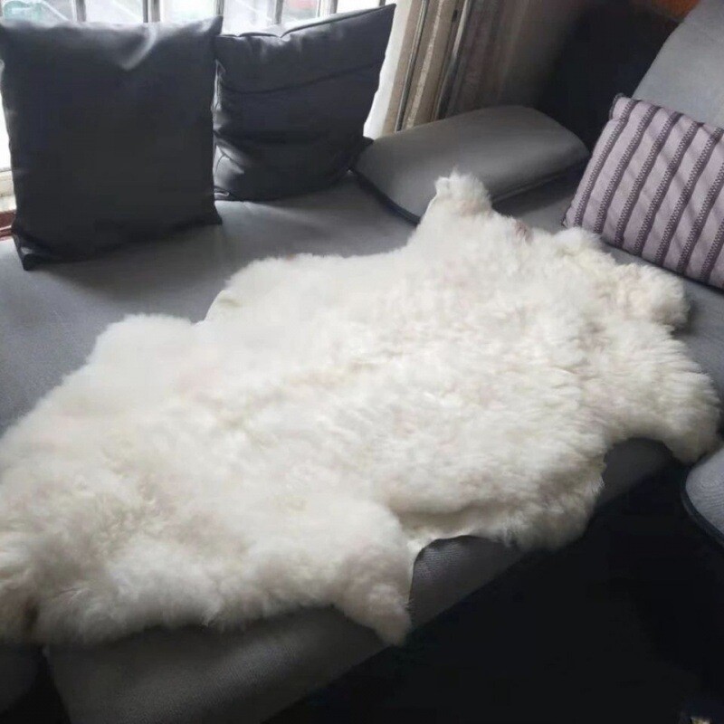 Ivory Real Sheepskin Rugs Fluffy Fur Sofa Couch Mats Soft Skin Fur Car Seat Pads