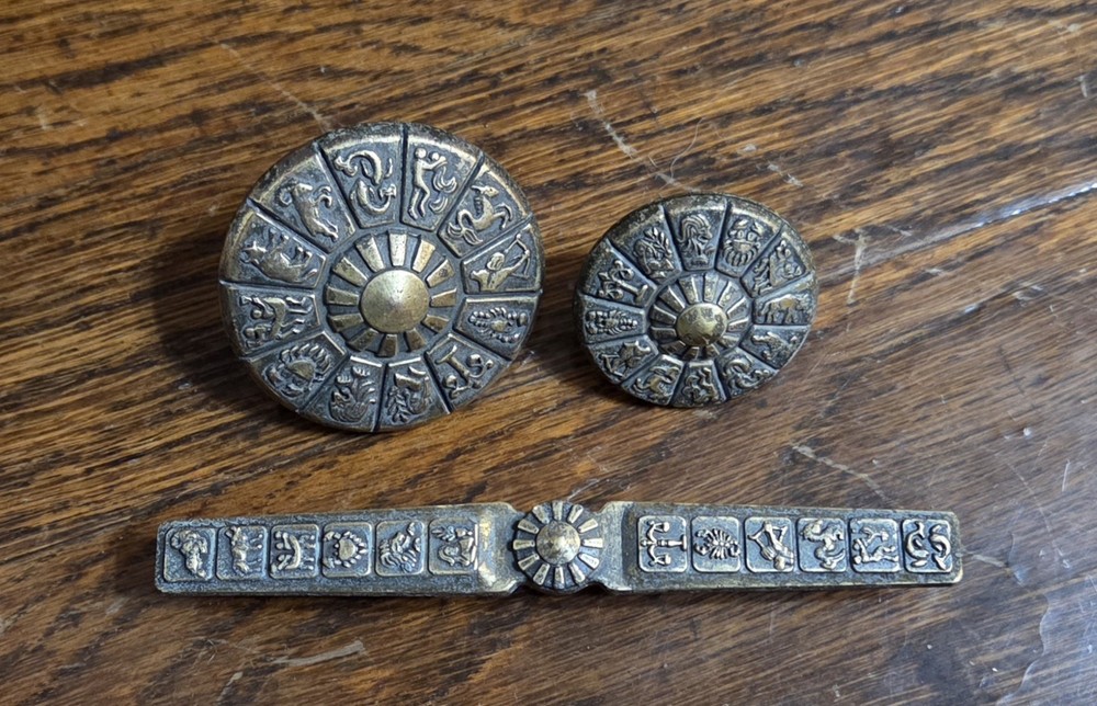 x3 Vintage Ajax Zodiac Drawer Pulls Knobs Handles