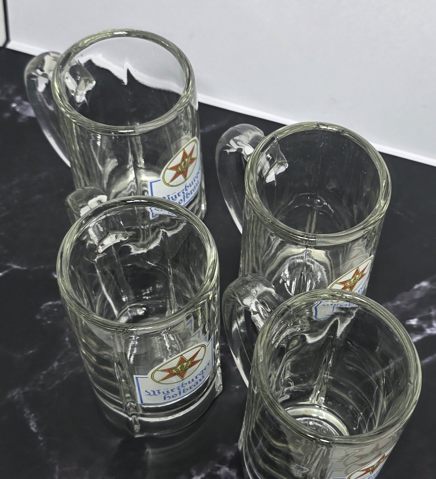 4 Vintage Collectable Wurzburger Hofbrau Bavarian Pilsner Beer Glass Stein Mug