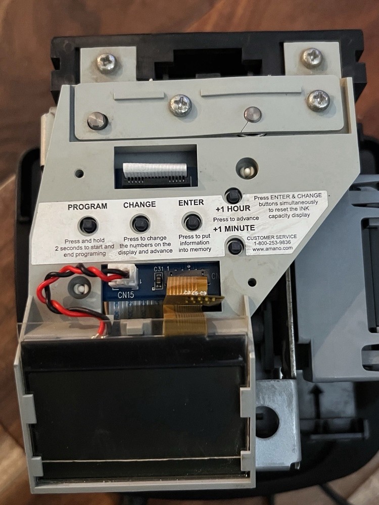 Amano PIX-25 Atomic Time Clock with Power Adapter-Key Tested Working