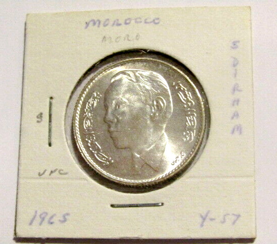 Morocco 1965/1384 5 Dirham Silver unc Coin