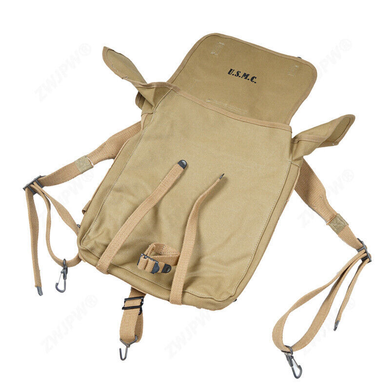USMC M1941 Tactical Split Pack System Men Canvas Backpack Haversack Knapsack Set