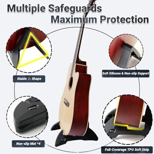 Guitar Stand, Foldable Guitar Stand with Adjustable 2-Width, Sturdy Electric